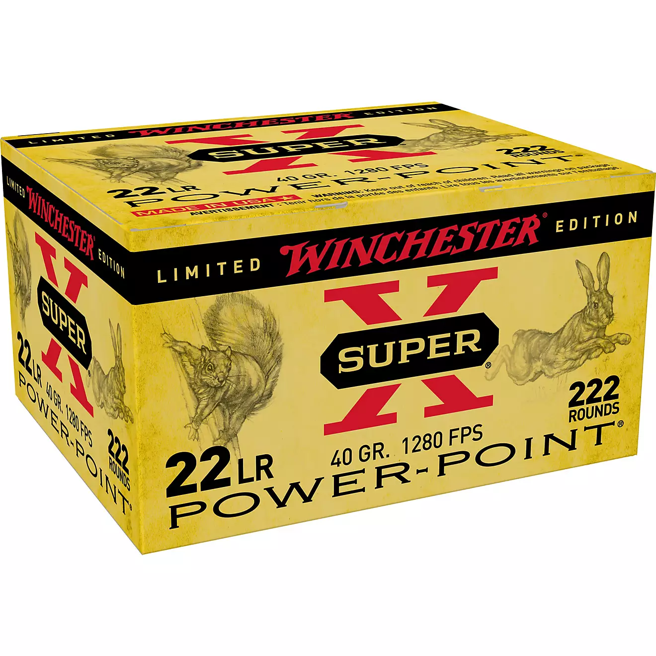 Winchester Super-X Power-Point 22 LR 40-Grain Rimfire Ammunition - 222 Rounds